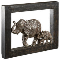 DEKOELEFANT - Silberfarben/Schwarz, Trend, Holz/Kunststoff (38,5/30/5,5cm) - Ambia Home