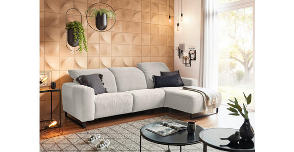 ECKSOFA Creme Cord  - Creme/Schwarz, KONVENTIONELL, Textil/Metall (266/180cm) - Hom`in