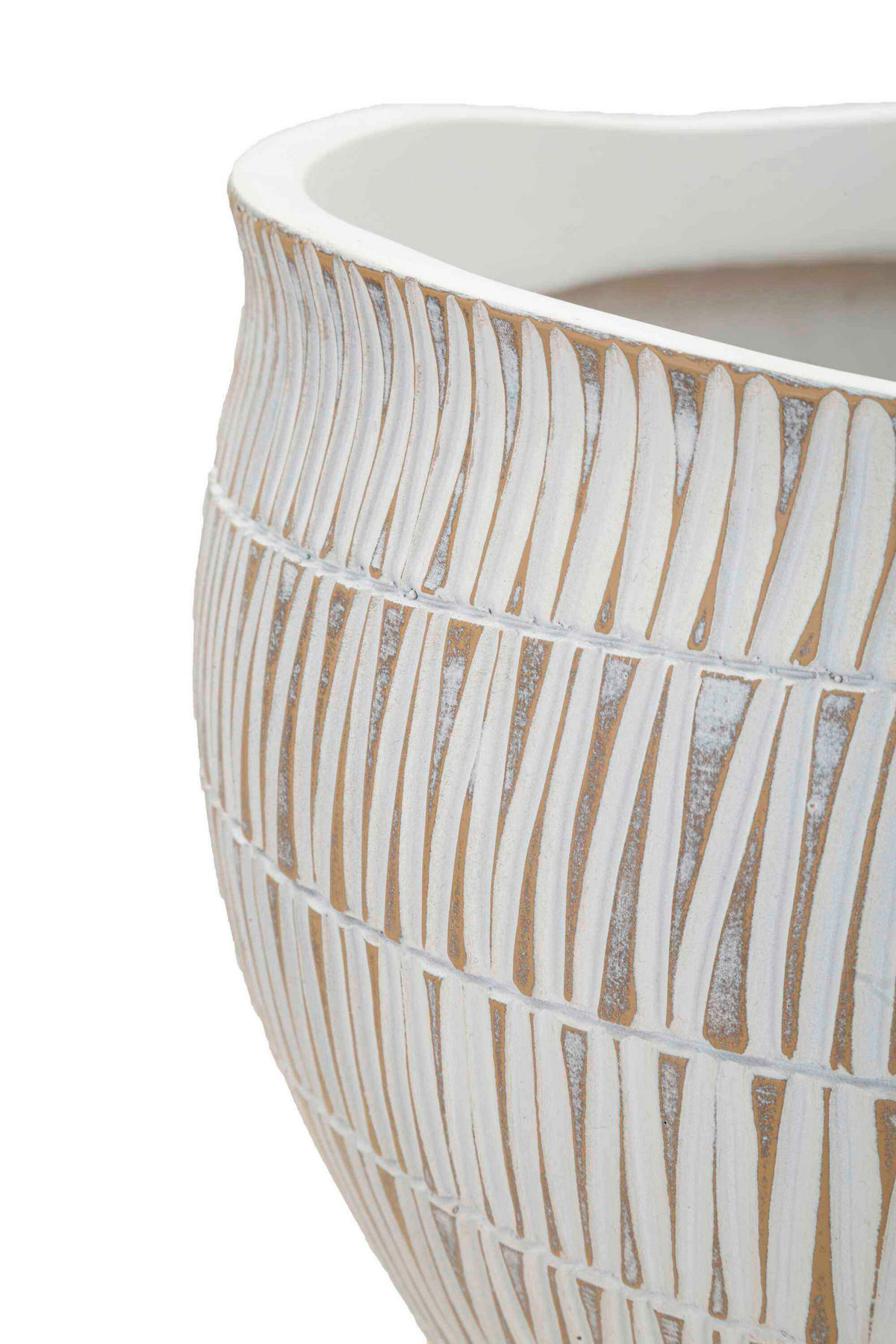 Vase Cachepot Stiky  - Goldfarben/Weiß, Basics, Kunststoff (30.5/24.5/30.5cm)