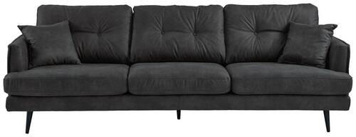 3-SITZER-SOFA in Mikrofaser Anthrazit  - Anthrazit/Schwarz, Design, Holz/Textil (257/89/92cm) - Livetastic