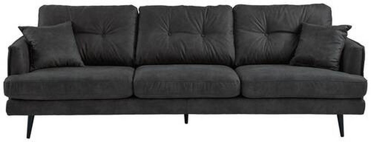 3-SITZER-SOFA in Mikrofaser Anthrazit  - Anthrazit/Schwarz, Design, Holz/Textil (257/89/92cm) - Livetastic