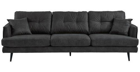 3-SITZER-SOFA in Mikrofaser Anthrazit  - Anthrazit/Schwarz, Design, Holz/Textil (257/89/92cm) - Carryhome