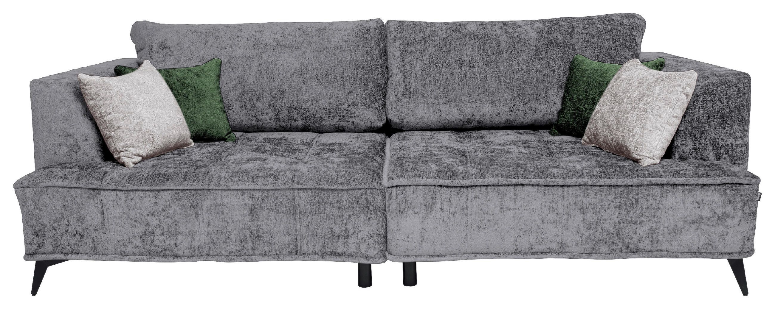 BIGSOFA in Chenille Hellgrau  - Ecru/Hellgrau, Design, Textil/Metall (250/90/120cm) - home24