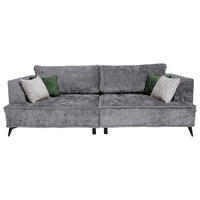 BIGSOFA in Chenille Hellgrau  - Ecru/Hellgrau, Design, Textil/Metall (250/90/120cm) - home24