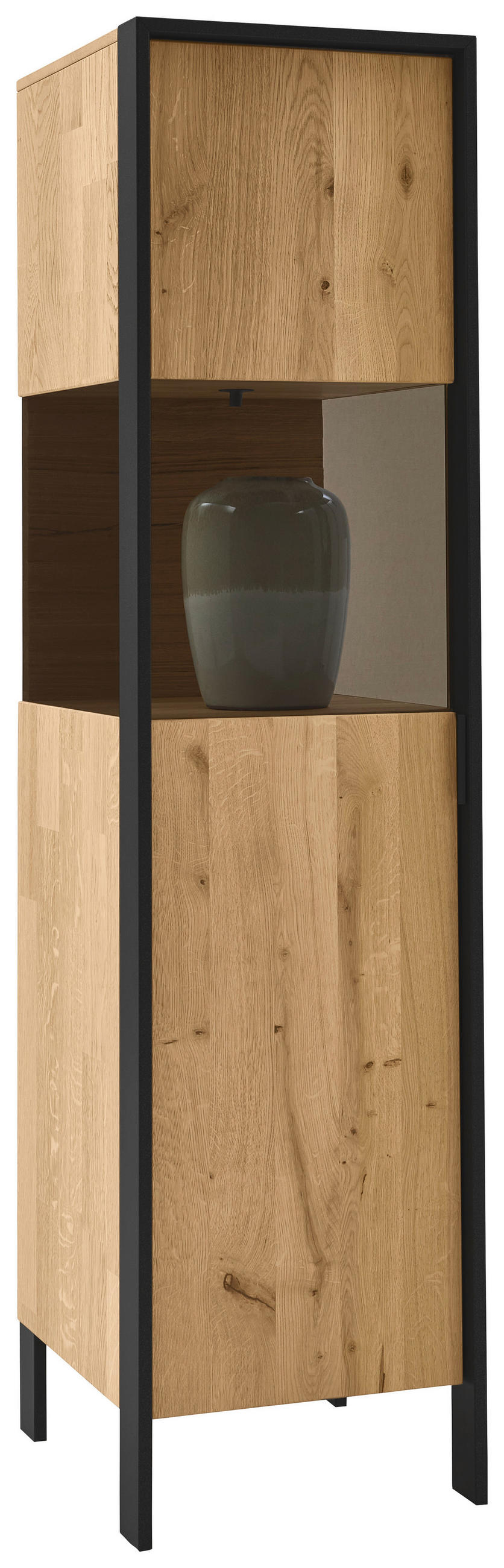 VITRINE Graphitfarben, Eichefarben  38,4/154,1/44,6 cm  - Eichefarben/Graphitfarben, Natur, Glas/Holz (38,4/154,1/44,6cm) - Valdera