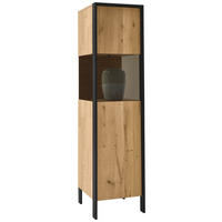 VITRINE Graphitfarben, Eichefarben  38,4/154,1/44,6 cm  - Eichefarben/Graphitfarben, Natur, Glas/Holz (38,4/154,1/44,6cm) - Valdera