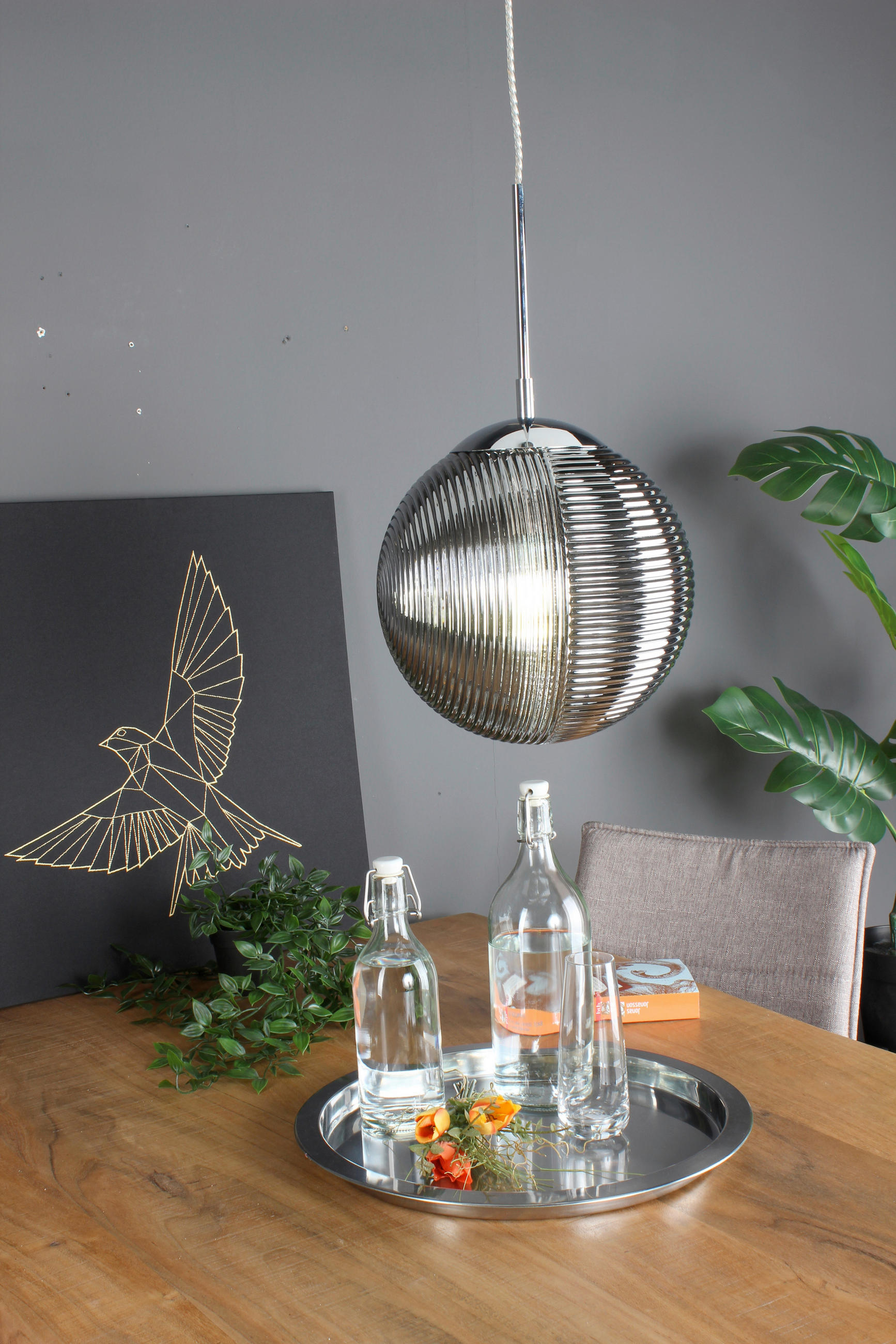 HÄNGELEUCHTE 25/43,6 cm   - Grau, KONVENTIONELL, Glas (25/43,6cm)