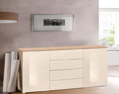 COMODĂ 165/80/40 cm  - stejar Sonoma/bej, Basics, plastic/material pe bază de lemn (165/80/40cm) - Hom`in