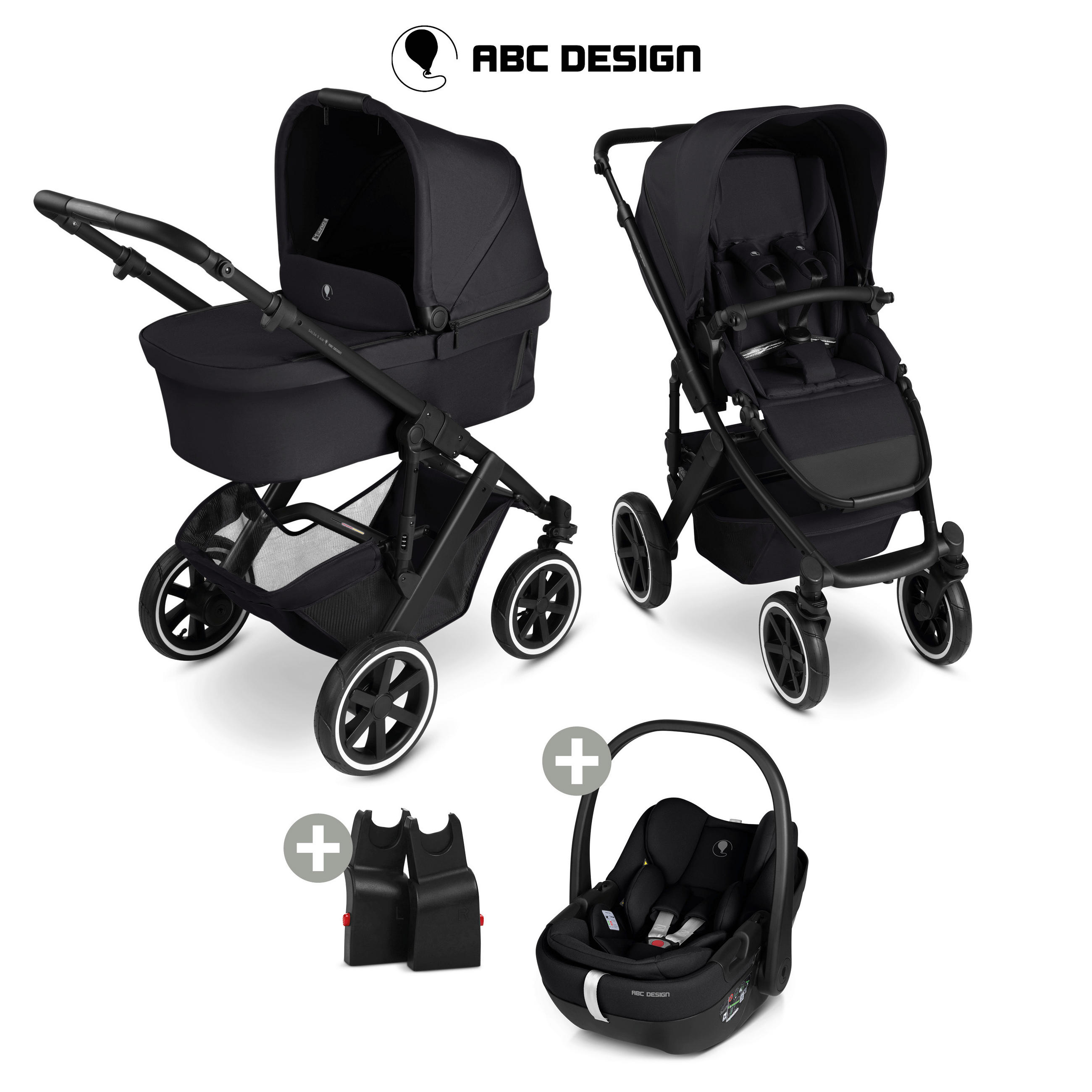 KINDERWAGENSET Salsa 5 Air 3in1 Set Calla  - Schwarz, Basics, Textil/Metall (63/118/95.5cm) - ABC Design