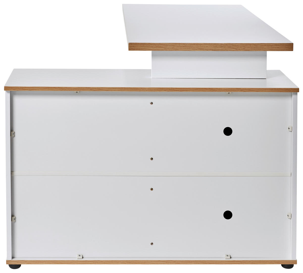 ECKSCHREIBTISCH 140/95/76 cm  in Weiss, Eichefarben  - Weiss/Eichefarben, Modern, Holzwerkstoff/Metall (140/95/76cm) - Livetastic