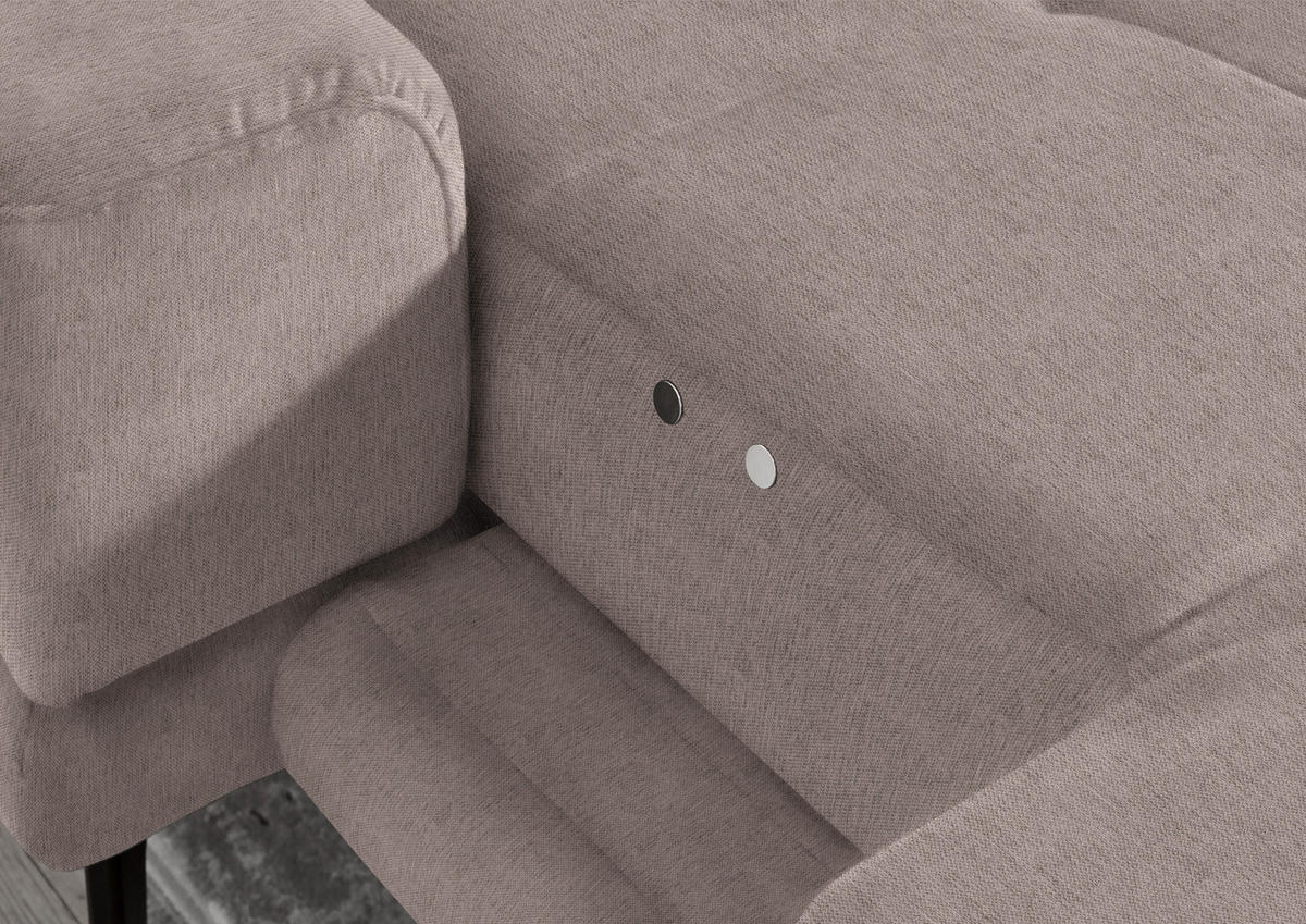 ECKSOFA in Flachgewebe Silberfarben  - Silberfarben/Schwarz, Design, Textil/Metall (190/309cm) - Beldomo Style