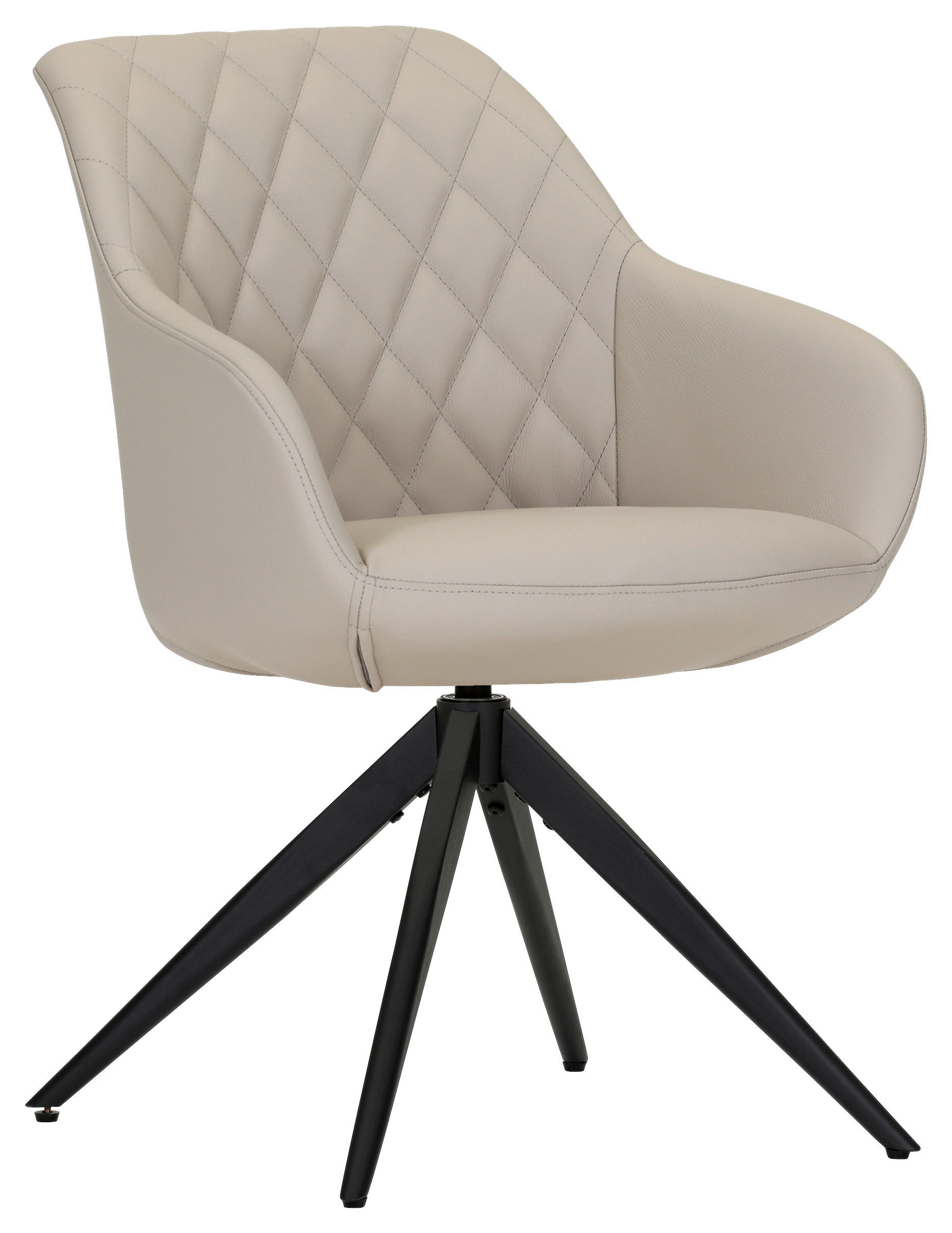 ARMLEHNSTUHL  Typenauswahl, Sitzfläche 360° drehbar, automatische Rückholfunktion  Echtleder  - Beige/Schwarz, Design, Leder/Metall (60/83/65cm) - Landscape