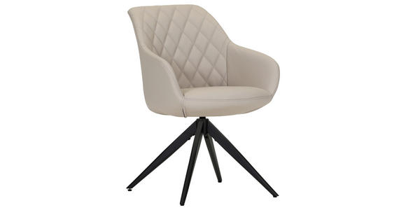 ARMLEHNSTUHL  Typenauswahl, Sitzfläche 360° drehbar, automatische Rückholfunktion  Echtleder  - Beige/Schwarz, Design, Leder/Metall (60/83/65cm) - Landscape