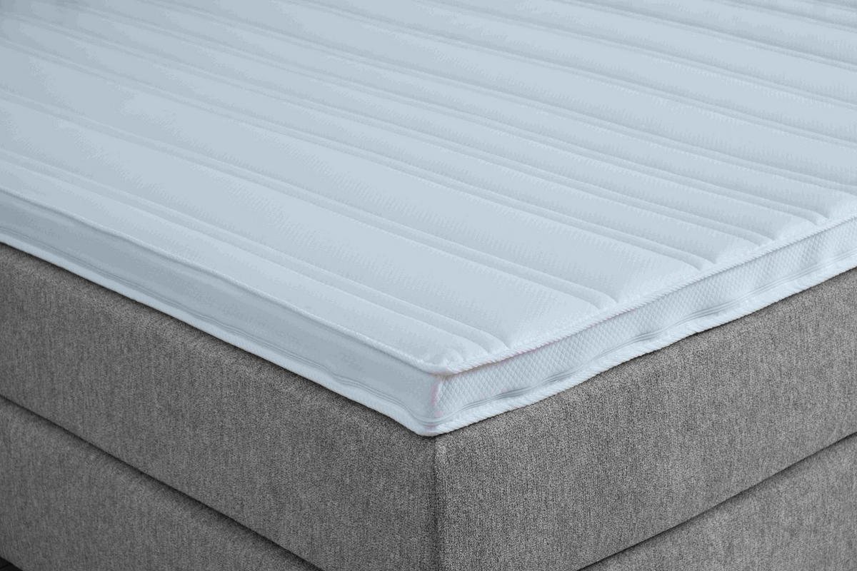 BOXSPRINGBETT 220/200 cm  in Graubraun  - Graubraun/Schwarz, Lifestyle, Holz/Textil (220/200cm) - home24