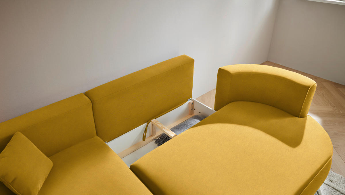 ECKSOFA in Webstoff Currygelb  - Currygelb/Schwarz, Design, Kunststoff/Textil (183/284cm) - Welnova