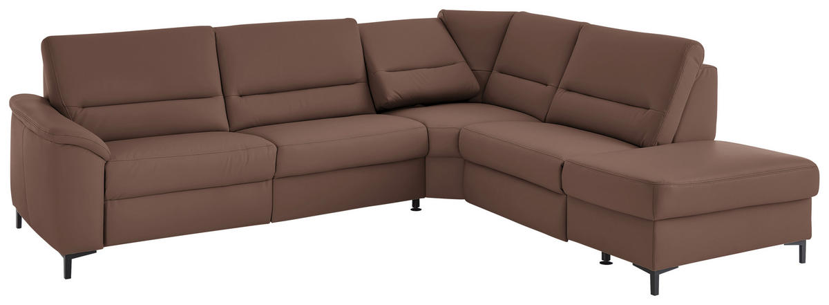 ECKSOFA Echtleder Braun  - Schwarz/Braun, Konventionell, Leder/Metall (290/249cm) - Beldomo Premium