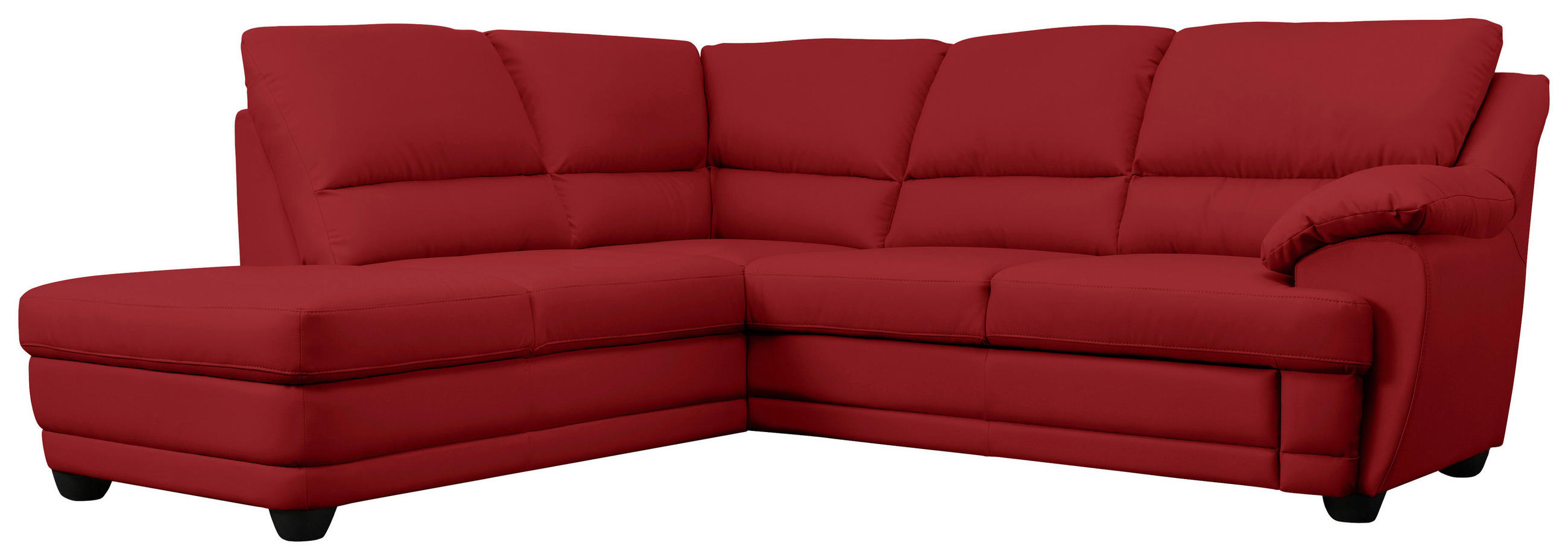 ECKSOFA Rot Lederlook Rücken echt  - Rot, Design, Kunststoff/Textil (225/245cm) - Livetastic