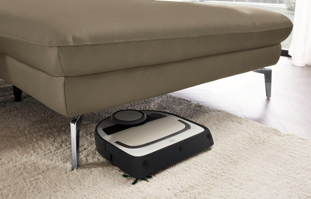 ECKSOFA in Echtleder Hellbraun  - Hellbraun/Schwarz, Design, Leder/Metall (325/157cm) - Dieter Knoll