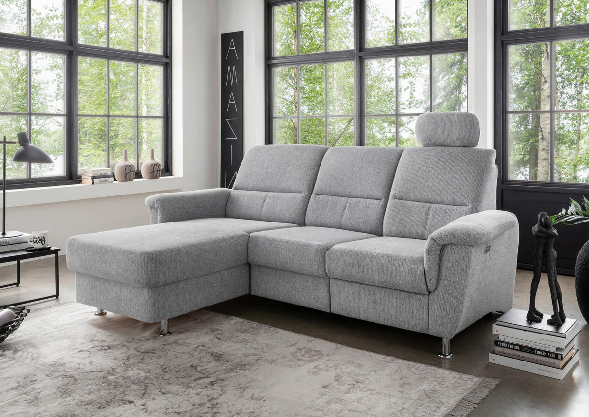 ECKSOFA in Chenille Silberfarben  - Chromfarben/Silberfarben, Modern, Textil/Metall (165/231cm) - Livetastic