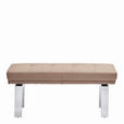HOCKERBANK 135/51/48 cm   - Schlammfarben/Alufarben, Design, Leder/Metall (135/51/48cm) - Moderano