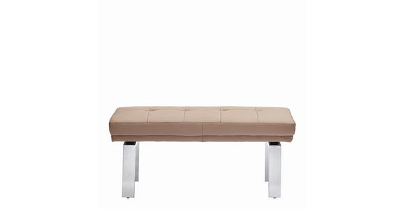 HOCKERBANK 135/51/48 cm   - Schlammfarben/Alufarben, Design, Leder/Metall (135/51/48cm) - Moderano