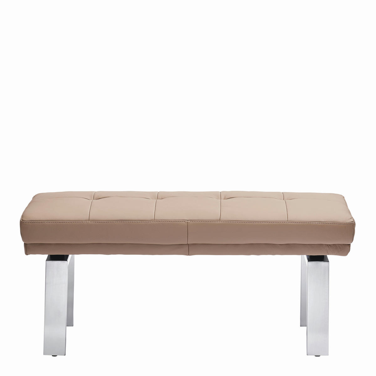 HOCKERBANK 135/51/48 cm   - Schlammfarben/Alufarben, Design, Leder/Metall (135/51/48cm) - Moderano