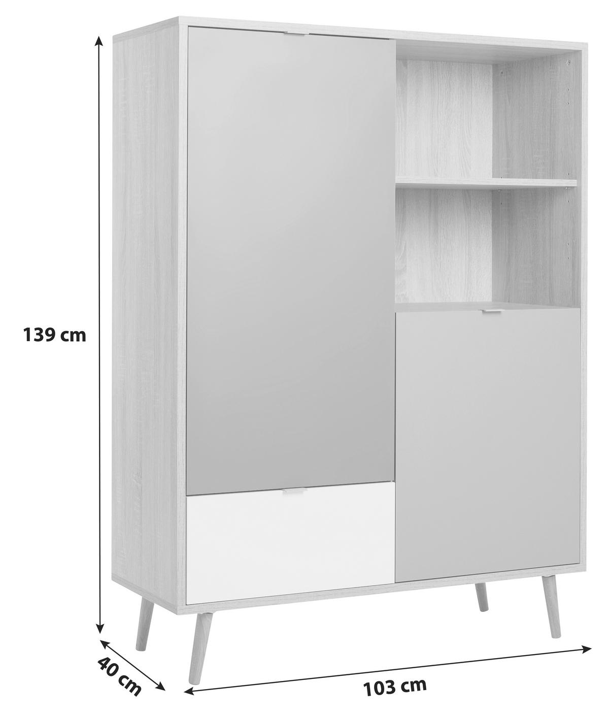 HIGHBOARD  in 103/139/40 cm  - Eichefarben/Petrol, Trend, Holzwerkstoff (103/139/40cm) - MID.YOU