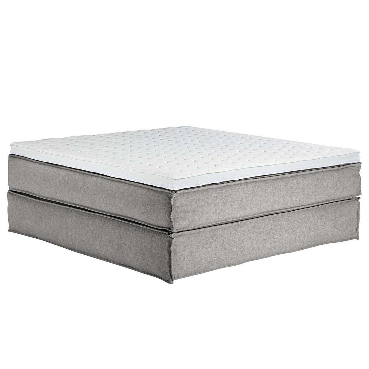 BOXSPRINGBETT 200/220 cm  in Hellgrau  - Hellgrau/Schwarz, Design, Textil (200/220cm) - home24