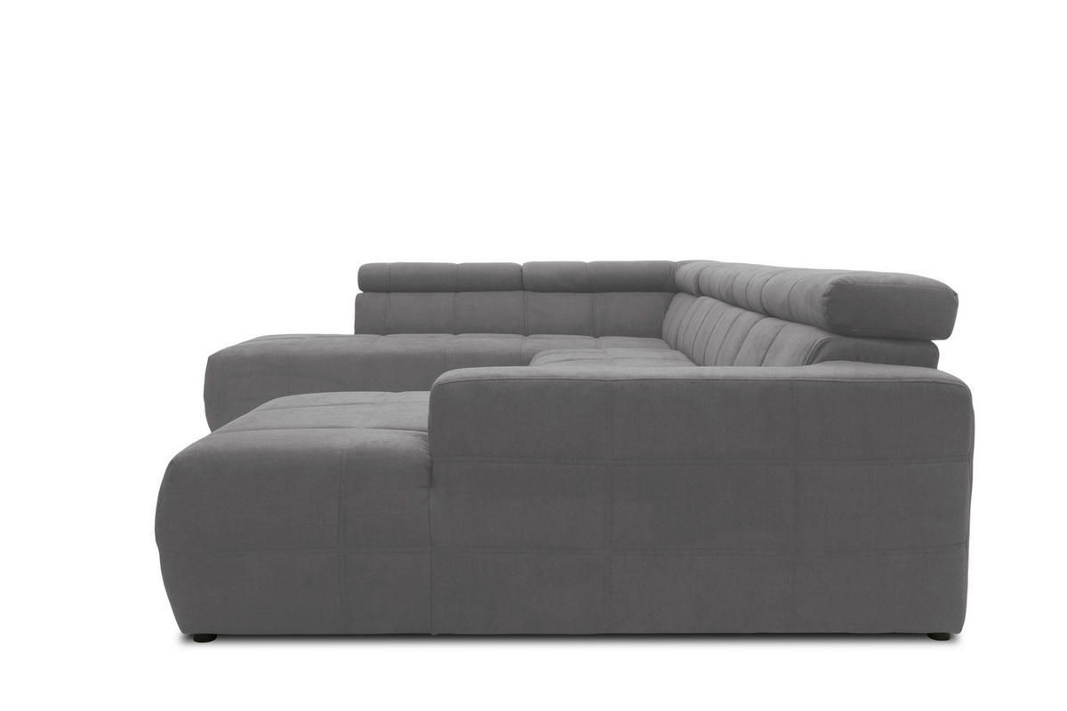 WOHNLANDSCHAFT in Mikrofaser Silberfarben  - Silberfarben/Schwarz, Design, Kunststoff/Textil (228/359/175cm) - MID.YOU