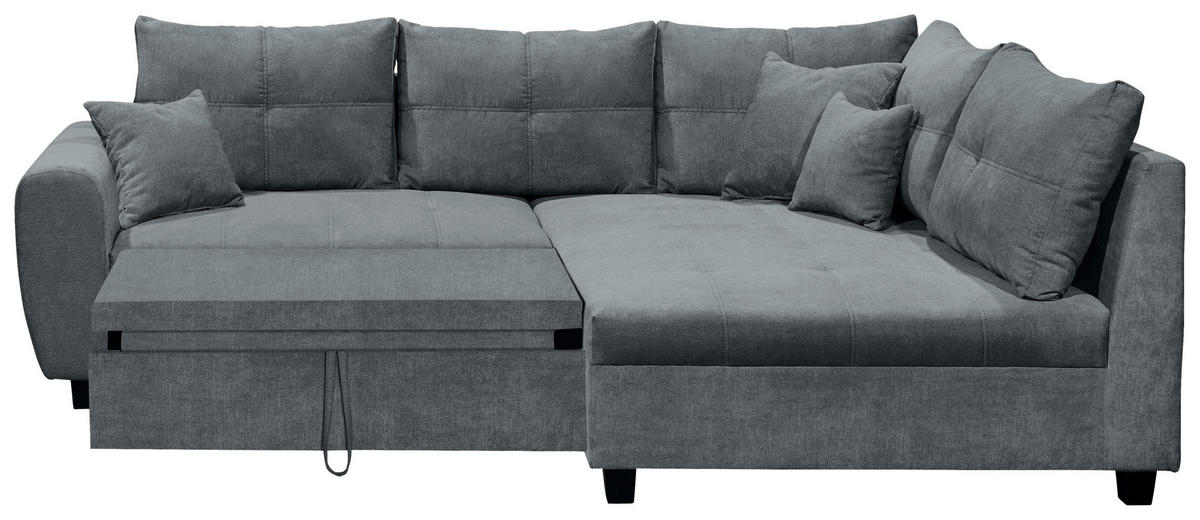 ECKSOFA Anthrazit Mikrovelours  - Anthrazit/Schwarz, Basics, Kunststoff/Textil (248/176cm) - MID.YOU