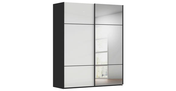 SCHWEBETÜRENSCHRANK 201/223/68 cm 2-türig Schwarz, Weiß - Schwarz/Weiß, KONVENTIONELL, Glas/Holzwerkstoff (201/223/68cm) - Novel