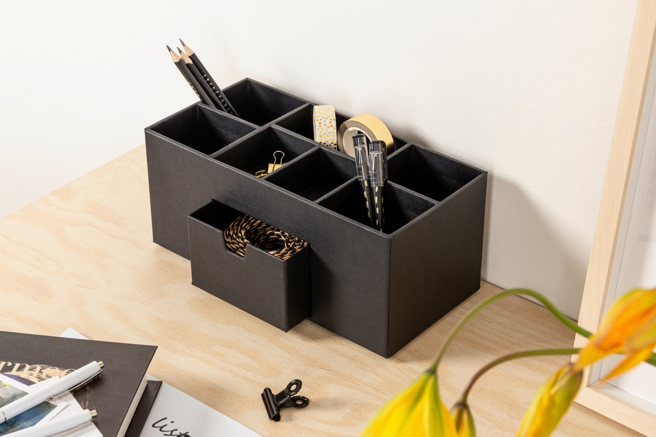 TISCHORGANIZER 12/24.5/10.5 cm  - Schwarz, Basics, Karton/Papier (12/24.5/10.5cm)