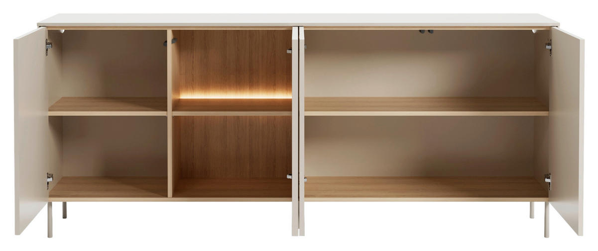 SIDEBOARD 195/83/41 cm Eichefarben, Kaschmir  195/83/41 cm  - Kaschmir/Eichefarben, MODERN, Glas/Holzwerkstoff (195/83/41cm) - Carryhome
