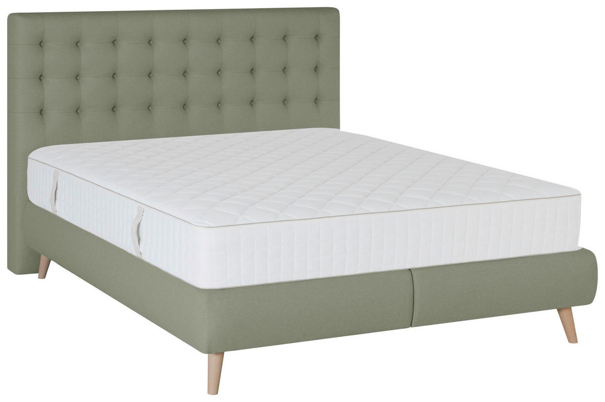 BOXSPRINGBETT 140/200 cm  in Grün  - Grün, Design, Holz/Textil (140/200cm) - Carryhome