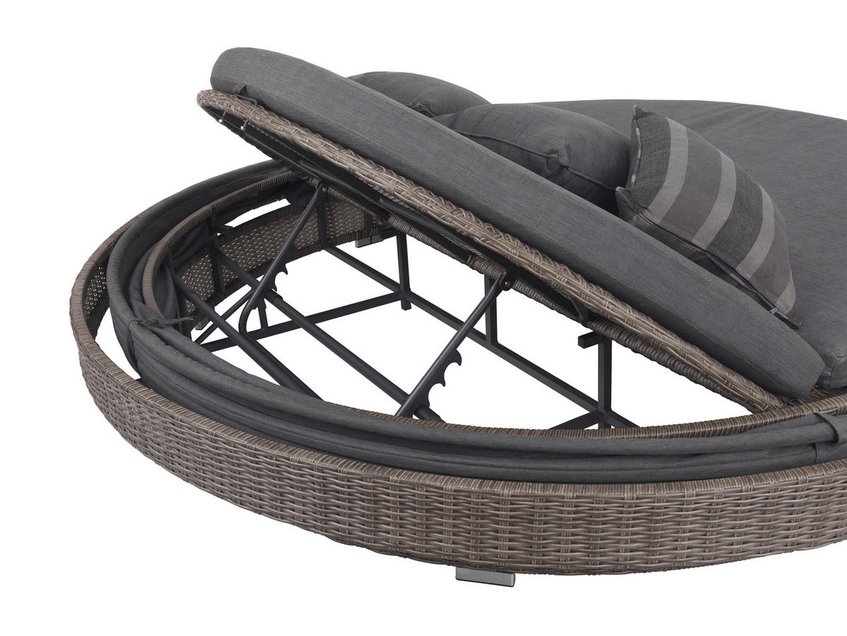 VONKAJŠIA POSTEĽ SO STRIEŠKOU, kov, plast, textil - sivá, Romantik / Landhaus, kov/textil (218/127/218cm) - Amatio