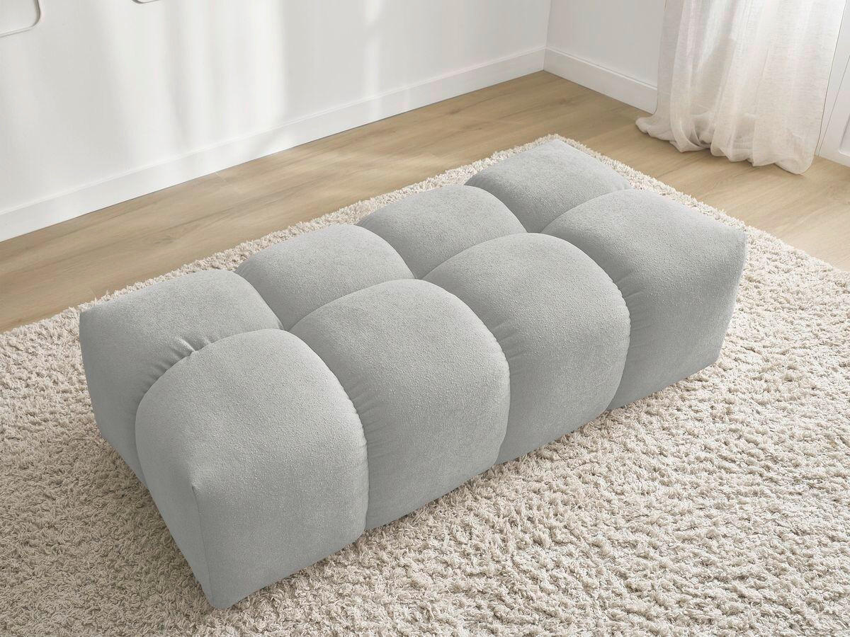 HOCKER EVEREST Flachgewebe Hellgrau  - Hellgrau/Schwarz, MODERN, Kunststoff/Textil (166/100/40cm)