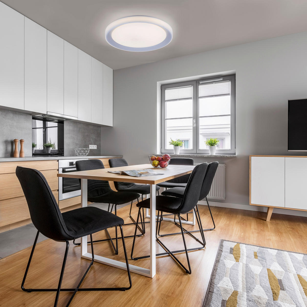 LED-DECKENLEUCHTE Lola Smart  Smart 51/51/7,5 cm   - Silberfarben/Weiß, Design, Kunststoff/Metall (51/51/7,5cm)