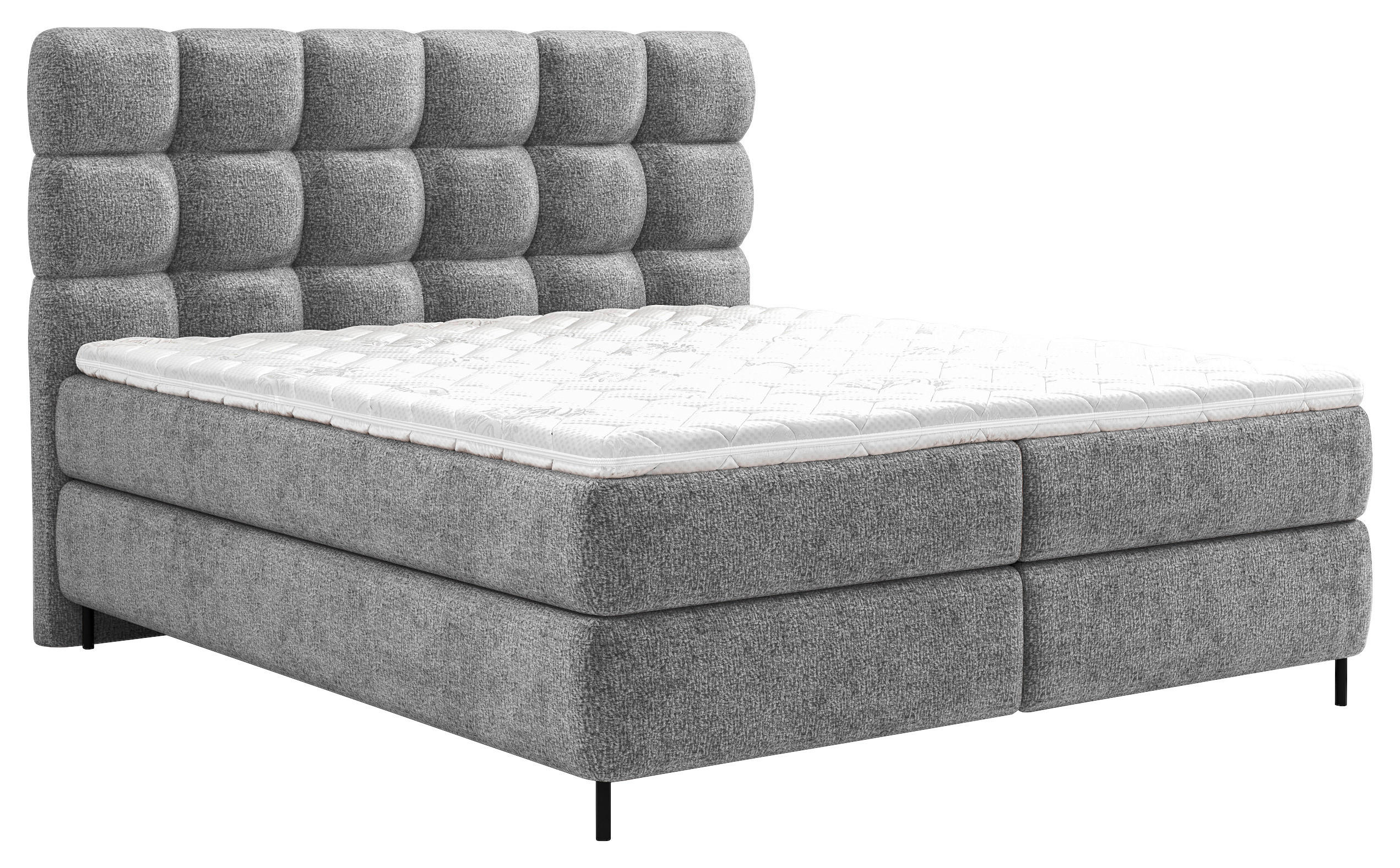BOXSPRINGBETT 180/200 cm,  in Anthrazit, gepolstertes Kopfteil, Topper, Matratzen, H2 + H3 = mittel + fest  - Anthrazit/Schwarz, Trend, Textil/Metall (180/200cm) - Esposa