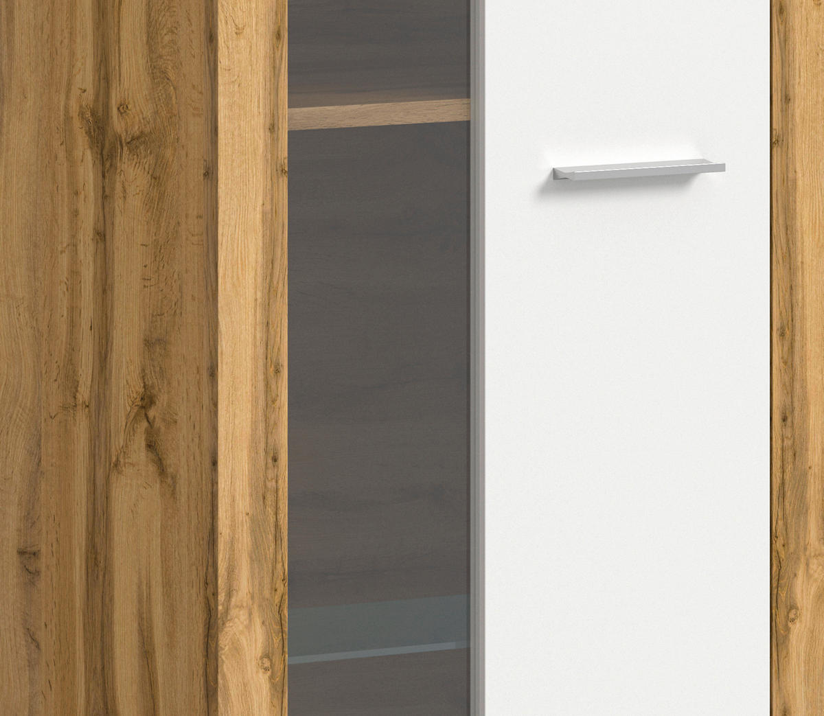 VITRINE in Eiche Wotan  - Silberfarben/Eiche Wotan, Design, Glas/Holzwerkstoff (60/159/35cm) - MID.YOU