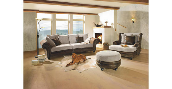 HOCKER in Textil Braun, Beige - Beige/Braun, LIFESTYLE, Holz/Textil (74/50cm) - Landscape