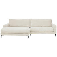 ECKSOFA Weiß Cord  - Schwarz/Weiß, Design, Textil/Metall (190/272cm) - Pure Home Lifestyle