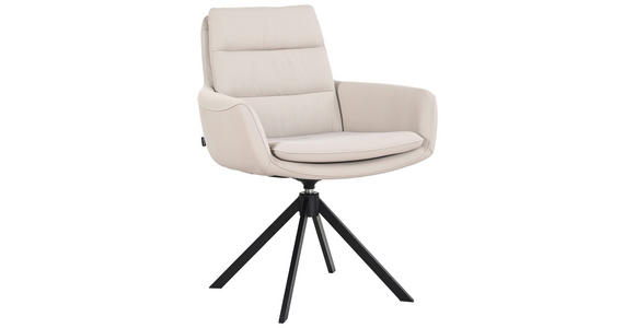 ARMLEHNSTUHL  in Echtleder naturbelassen  - Taupe/Schwarz, Design, Leder/Metall (62,5/86,5/66,5cm) - Dieter Knoll