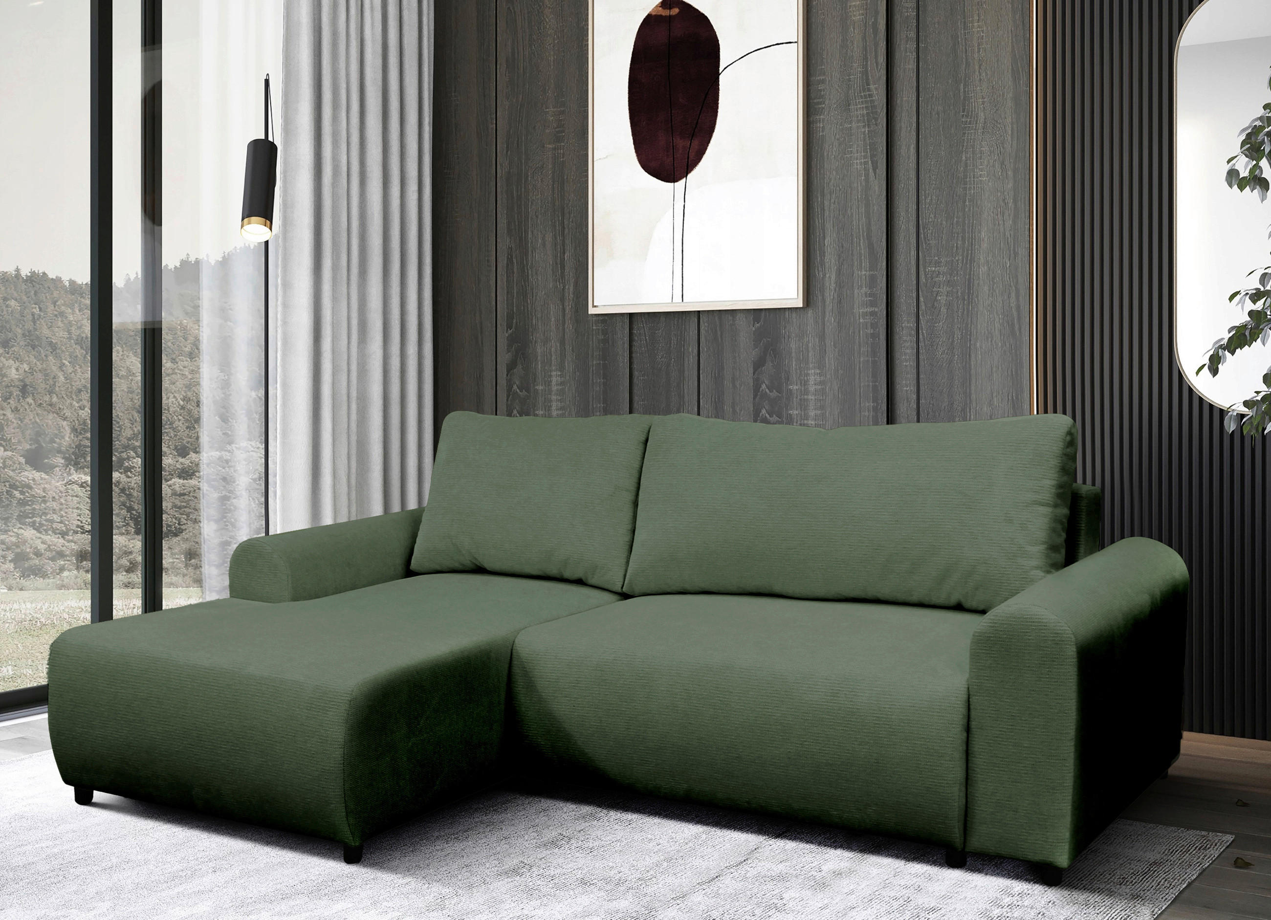 ECKSOFA Grün Struktur  - Schwarz/Grün, Design, Kunststoff/Textil (160/250cm) - MID.YOU