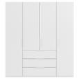 DREHTÜRENSCHRANK 201/223/61 cm,  in Weiß, 4-türig  - Weiß, Basics, Holzwerkstoff/Metall (201/223/61cm) - Novel