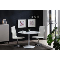 TISCHGRUPPE   - Weiß Hochglanz/Silberfarben, MODERN, Textil/Metall (110/110/75cm) - MID.YOU