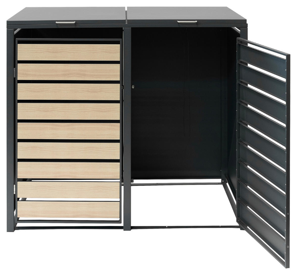 MÜLLTONNENBOX - Anthrazit/Naturfarben, Basics, Metall (80/116/132cm) - Ambia Garden