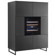 HIGHBOARD Mosel Weinschrank, 120/200/58 cm,  - Schwarz, KONVENTIONELL, Holzwerkstoff/Metall (120/200/58cm) - Carryhome