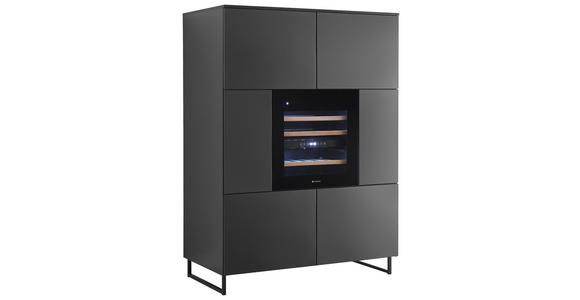 HIGHBOARD Mosel Weinschrank, 120/200/58 cm,  - Schwarz, KONVENTIONELL, Holzwerkstoff/Metall (120/200/58cm) - Carryhome