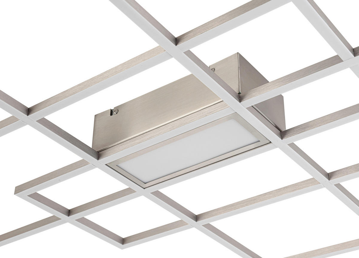 LED MENNYEZETI LÁMPA - nikkelszínű, Design, műanyag/fém (100/75/7,5cm) - Novel