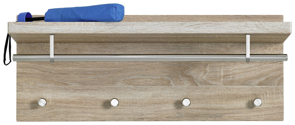 WANDGARDEROBE  in Eiche San Remo, Edelstahlfarben  - Edelstahlfarben/Eiche San Remo, Design, Holz/Metall (75/30/26cm) - Carryhome